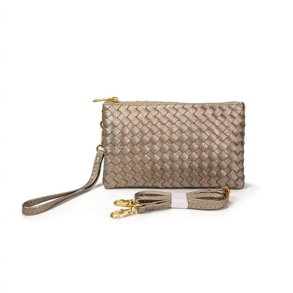 NEW MIMI WHOLESALE women's kathy woven three compartment clutch crossbody bag in